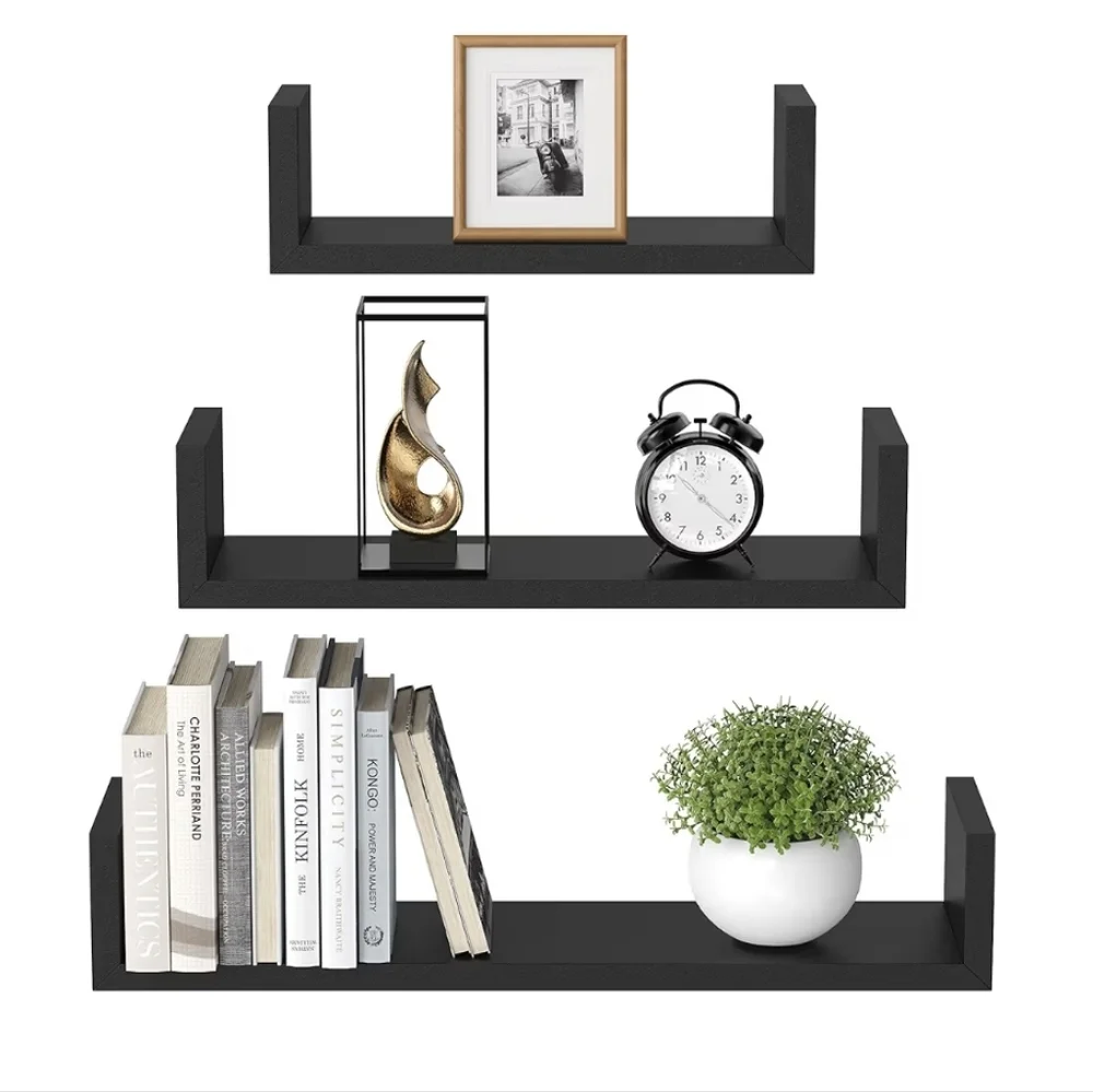 3 Pc Modern Shelf Set - Black
